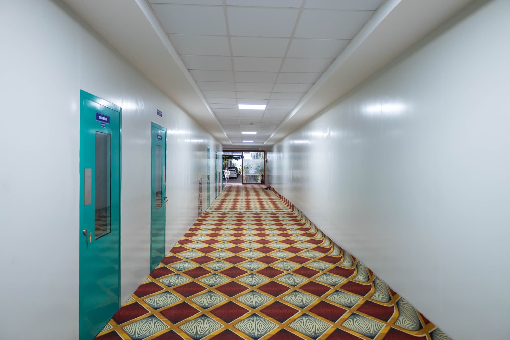Corridor leading to the production areas